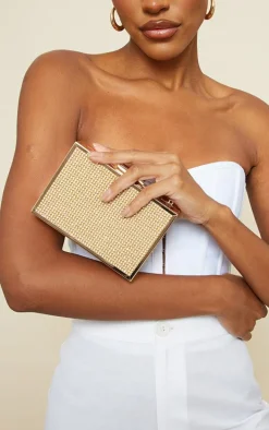Gold Diamante Box Clutch