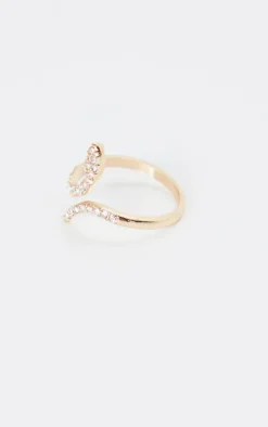 Gold Diamante Delicate Snake Ring