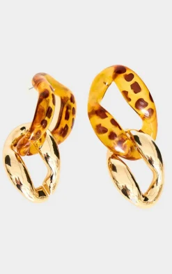 Gold Double Hoop Leopard Print Earrings