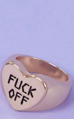Gold F*ck Off Heart Ring