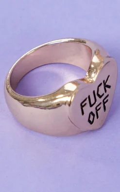 Gold F*ck Off Heart Ring