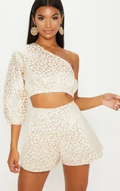 Gold Foil Print A Line Shorts