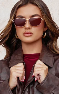 Gold Frame Retro Cat Eye Sunglasses