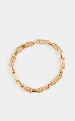 Gold Greek Key Link Bracelet