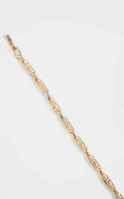Gold Greek Key Link Bracelet