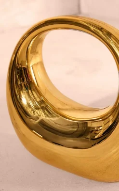 Gold Hard Smooth Curve Hand Bag