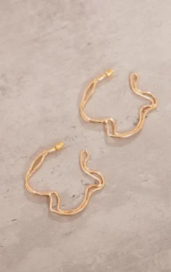 Gold Irregular Shaped Hoop Earrings