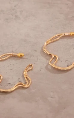 Gold Irregular Shaped Hoop Earrings