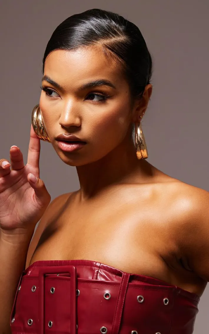 Gold Large Thick Wrap Over Hoop Earrings