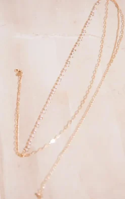 Gold Layered Chain Pearl Drop Belly Chain