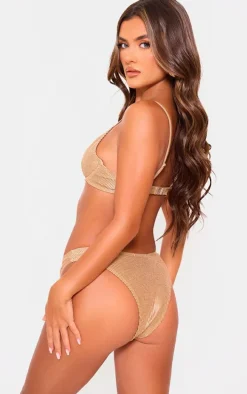 Gold Metallic Crinkle Underwired Bikini Top