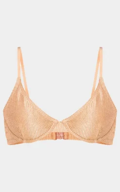 Gold Metallic Crinkle Underwired Bikini Top