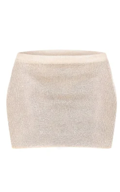 Gold Metallic Jersey Low Rise Mini Skirt