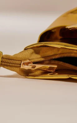 Gold Metallic Oversized Bow Clutch Bag