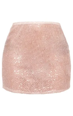 Gold Metallic Textured Mesh Dipped Hem Mini Skirt