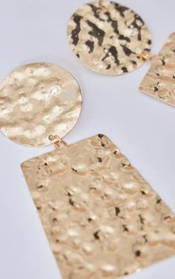 Gold Molten Oversized Abstract Statement Stud Earrings