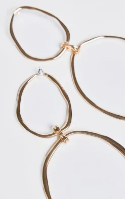 Gold Molten Oversized Abstract Statement Earrings