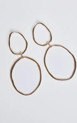 Gold Molten Oversized Abstract Statement Earrings