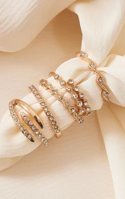 Gold Paved Ring Set 5 Pack