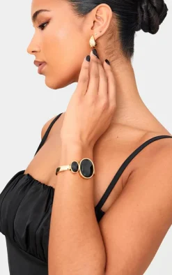 Gold Resin Jewel Clasp Bangle