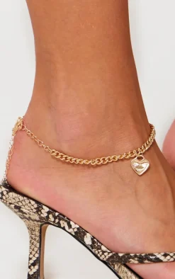 Gold Script Love Heart Anklet