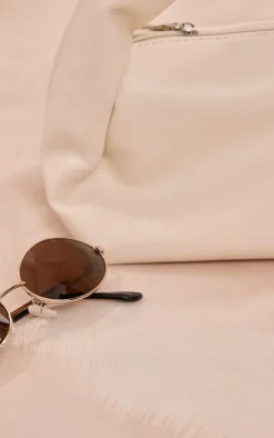 Gold Slim Oval Lens Sunglasses