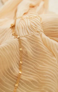 Gold Squared Hammered Textured Necklace