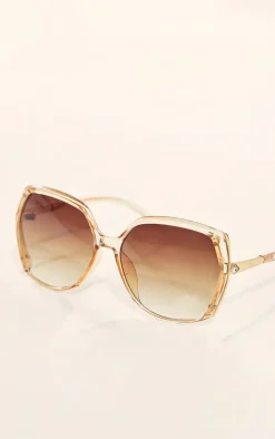 Gold Squared Hammered Textured Sunglasses Chain