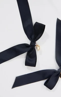 Gold Stud Black Bow Earrings