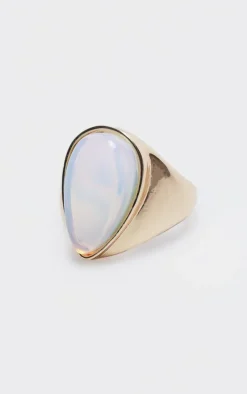 Gold Teardrop Jewel Ring