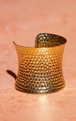 Gold Textured Cuff Bangle