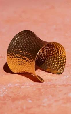 Gold Textured Cuff Bangle