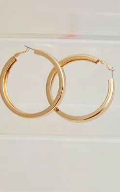 Gold Thick Chunky Statement Hoop Earrings