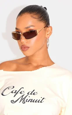 Gold Trim Frame Visor Sunglasses