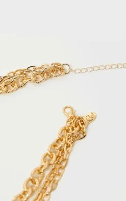 Gold Triple Chain Short Necklace