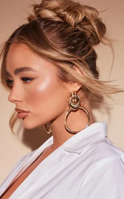 Gold Twist Knot Statement Earrings