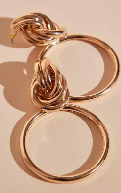 Gold Twist Knot Statement Earrings