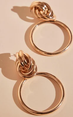 Gold Twist Knot Statement Earrings