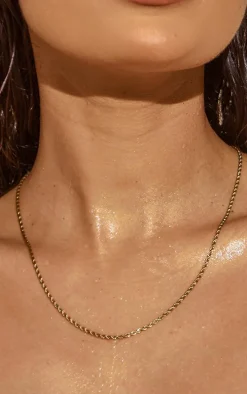 Gold Water Resistant Rope Twist Necklace