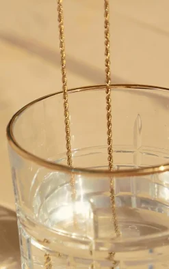 Gold Water Resistant Rope Twist Necklace