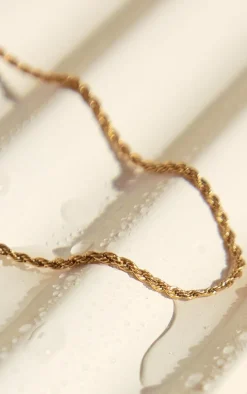 Gold Water Resistant Rope Twist Necklace