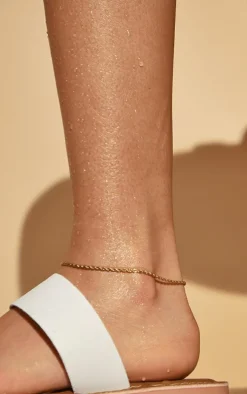Gold Water Resistant Rope Twist Anklet