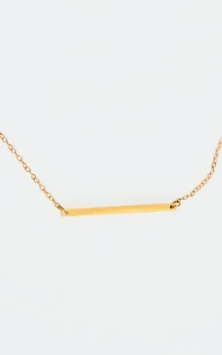 Gold Water Resistant Simple Bar Necklace