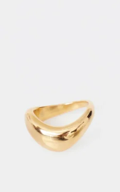 Gold Water Resistant Twist Abstract Ring