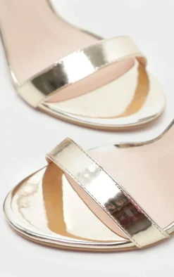 Gold Wide Fit Block Heeled Sandals