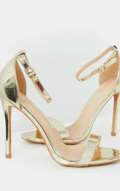 Gold Wide Fit Clover Single Strap Heeled Sandal
