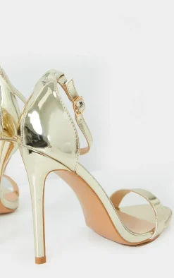 Gold Wide Fit Clover Single Strap Heeled Sandal