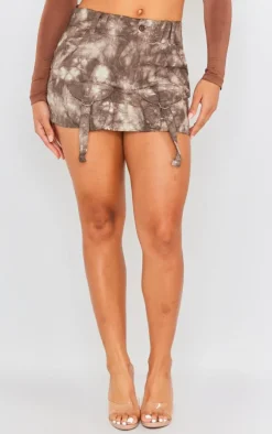 Green Acid Wash Cargo Pocket Detail Micro Mini Skirt