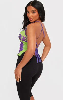 Green Adore Printed Long Cami