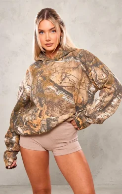 Green Camo Print Hoodie